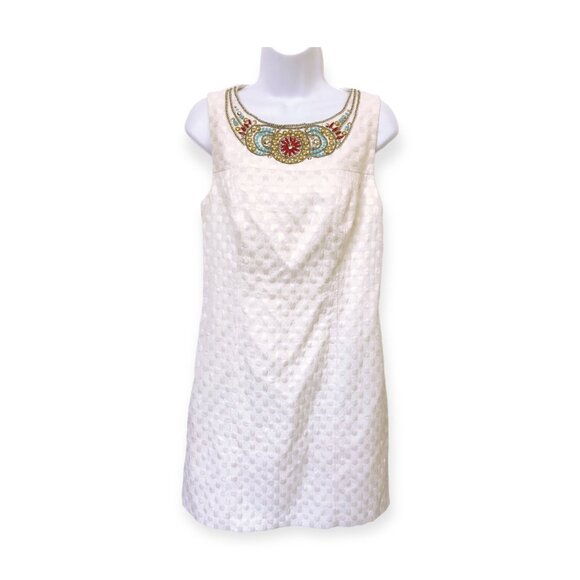 Laundry by Shelli Segal White Jeweled Sheath Dress - Picture 1 of 9